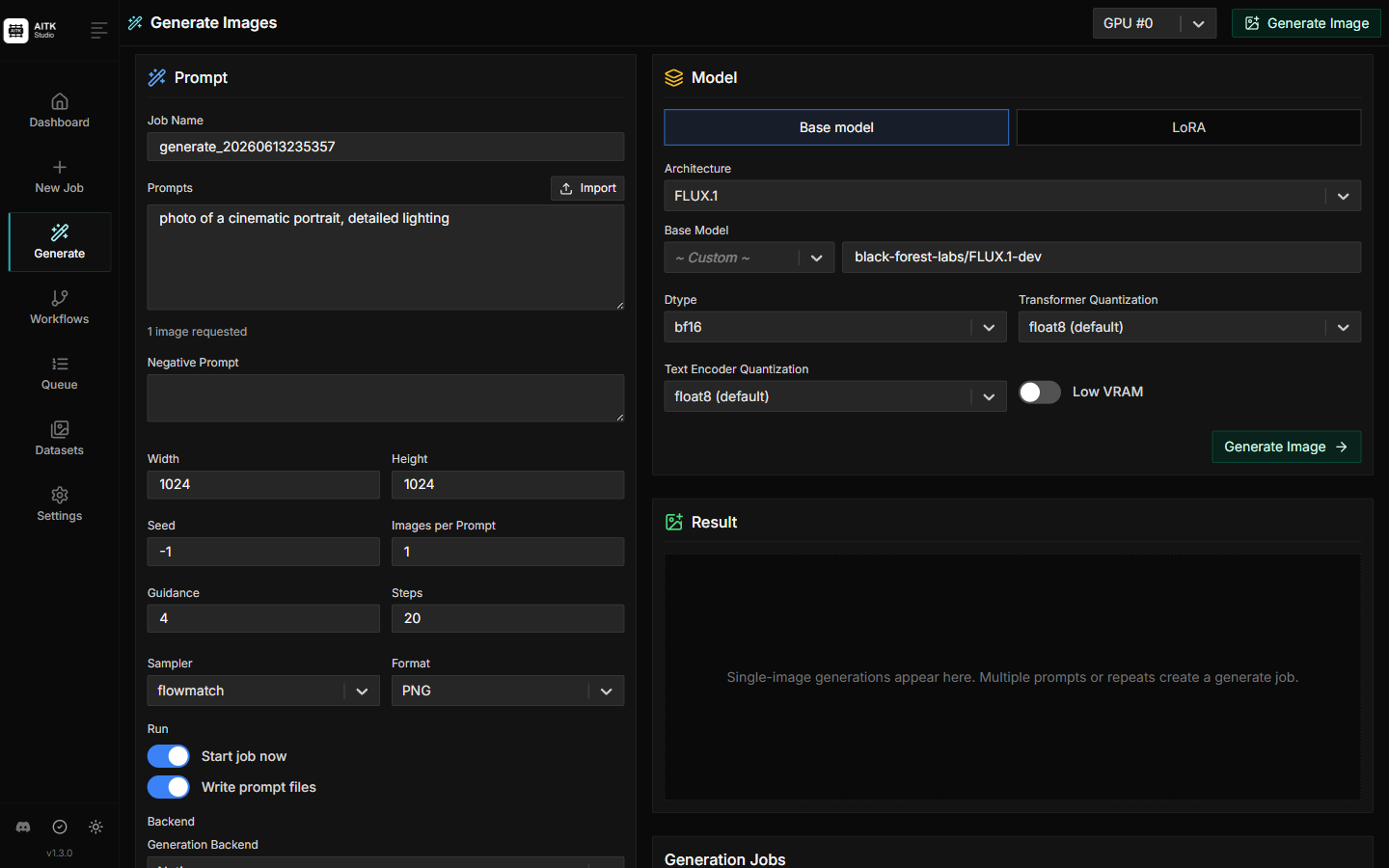 AITK Studio generate interface